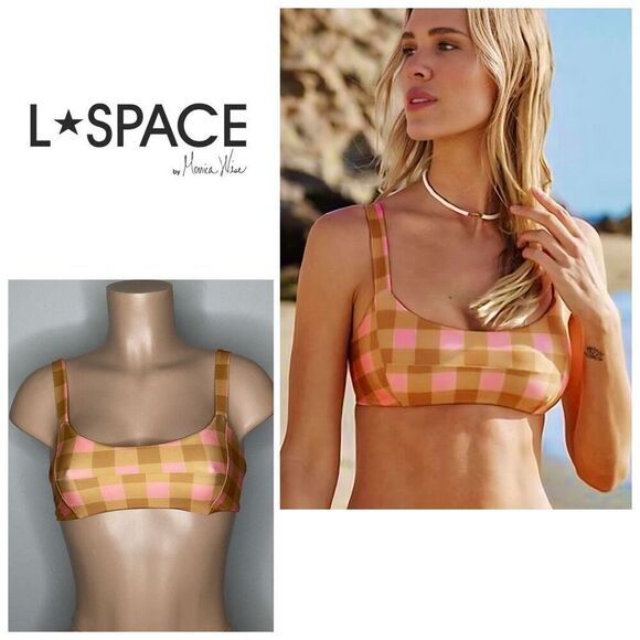 New. L*SPACE gingham bikini top. Small. - Picture 1 of 8